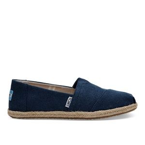 Toms Navy Washed Canvas Rope Sole